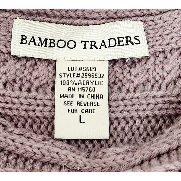 Bamboo Traders Dusty Mauve Sleeveless Boat Neck Sweater Large Tight Knit Soft - Picture 4 of 4